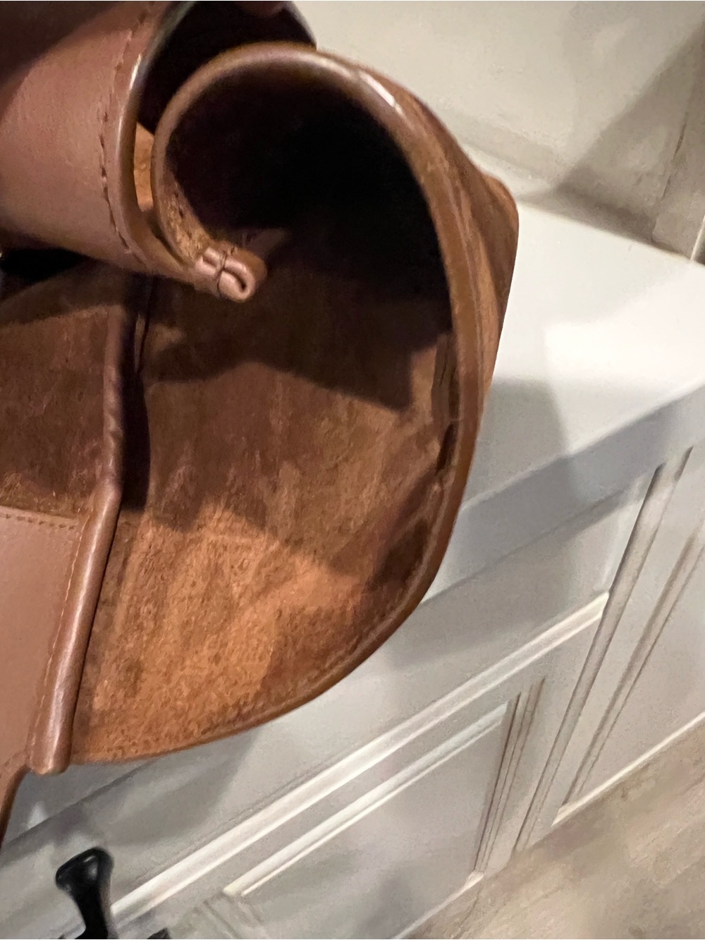 Saint Laurent Brown Suede Tote with Gold YSL Emblem - Picture 14 of 16